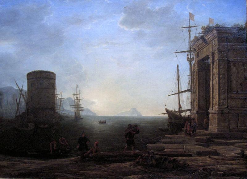 Gellee Claude,dit le Lorrain Harbour view at sunrise oil painting image
